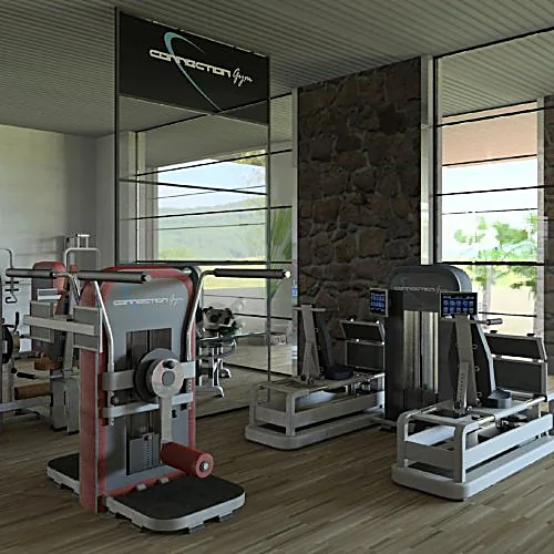Sala pesi di una palestra moderna con macchinari professionali
