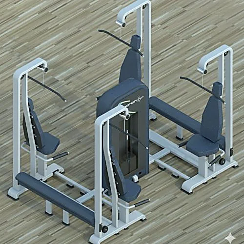 Macchinario Tandem Workout con due postazioni affiancate e pacchi pesi indipendenti
